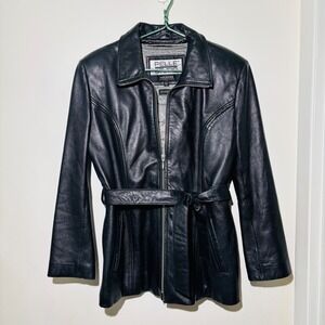 Wilsons Leather Pelle Studio Black Leather Jacket Removable Quilted Lining Sz. M